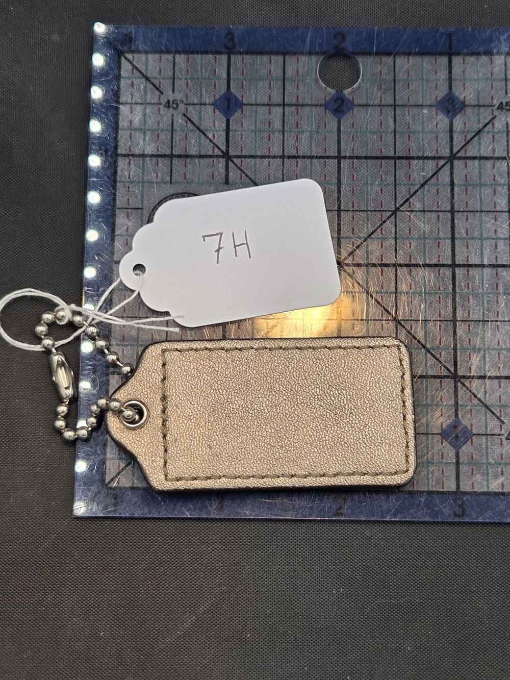 COACH Metallic Leather Tag Keychain - Gold - Picture 2 of 2